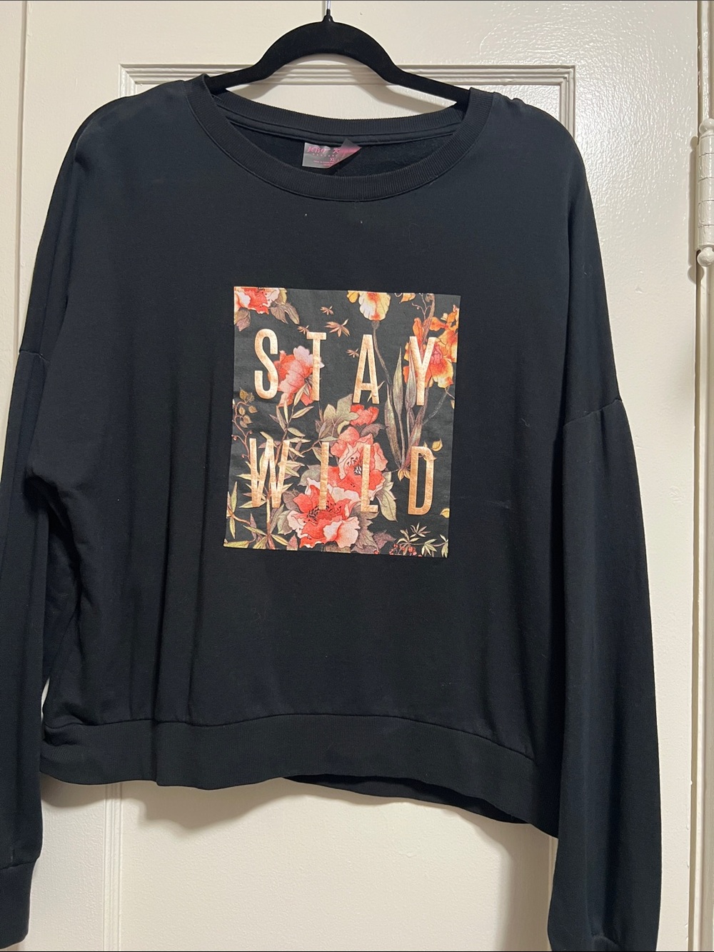 Betsey Johnson Black Sweatshirt with Floral Graphic